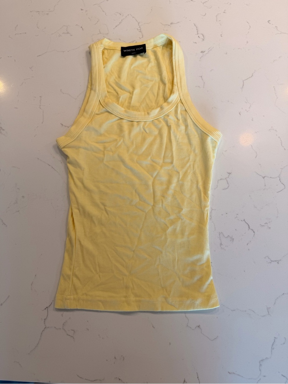 White Fox Boutique Yellow Ribbed Tank